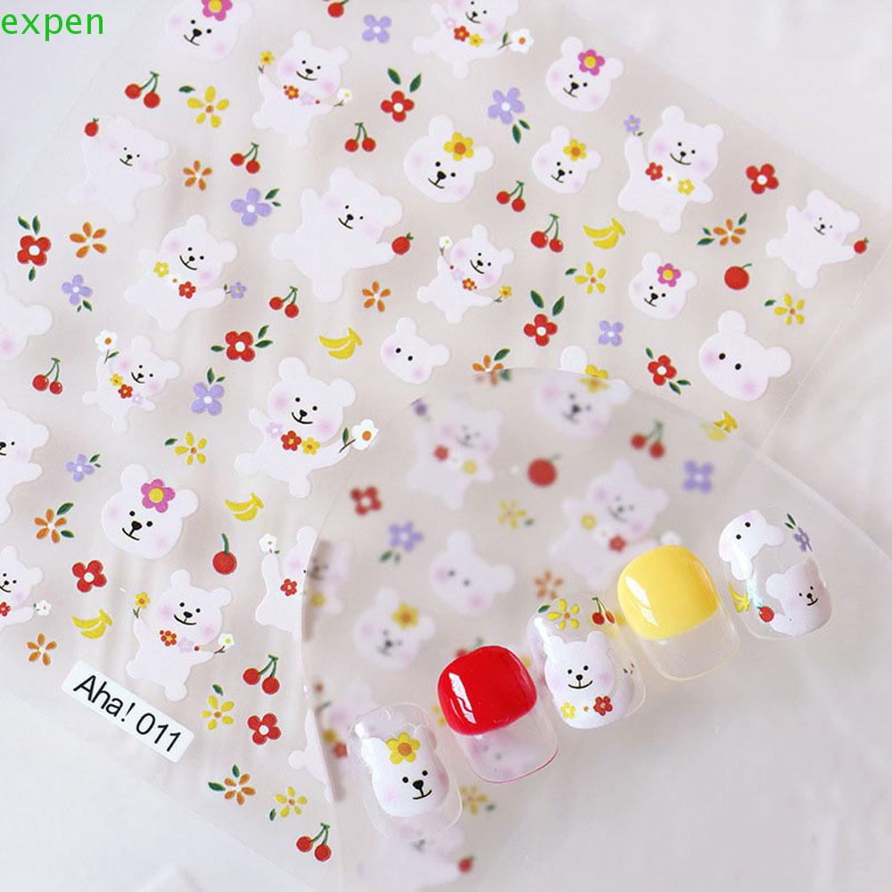 Nhãn Dán Móng Tay Tự Dính Họa Tiết Hoa Hoạt Hình Dễ Thương Dùng Trang Trí DIY
