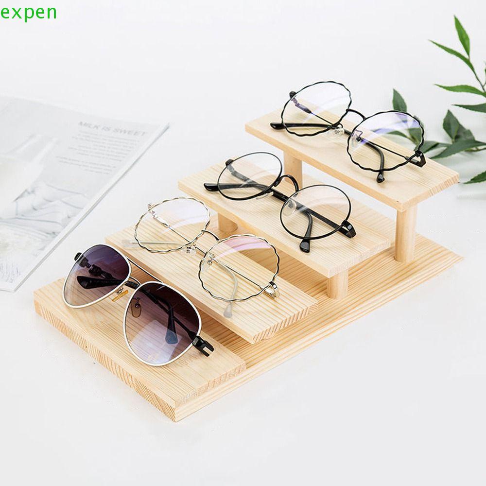 EXPEN Giá Đỡ Trưng Bày Mắt Kính Bằng Gỗ Nhiều Tầng Phong Cách Retro