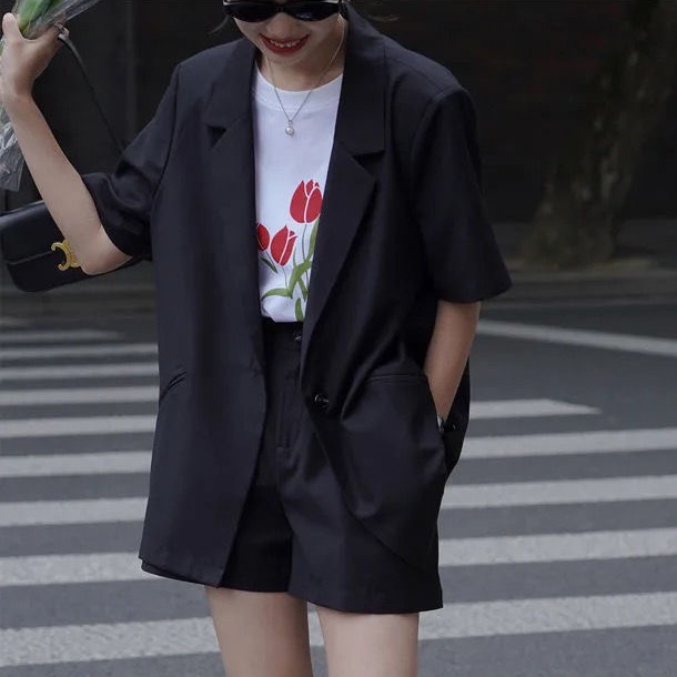 Áo Khoác Vest Tay Ngắn Phong Cách Hàn Quốc Thời Trang Mùa Hè 2023 Cho Nữ