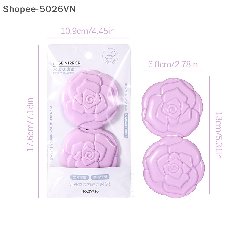 Gương Trang Điểm Nhỏ Gọn Hình Hoa Hồng Phong Cách Vintage Dễ Thương