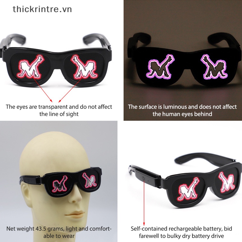 Mắt Kính Có Đèn LED Phát Sáng Kèm Sạc USB Độc Đáo Cho Dịp Halloween
