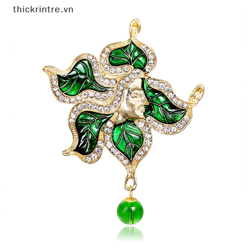 Ghim Cài Áo Hình Chiếc Lá Đính Đá Phong Cách Vintage Cho Nam Nữ