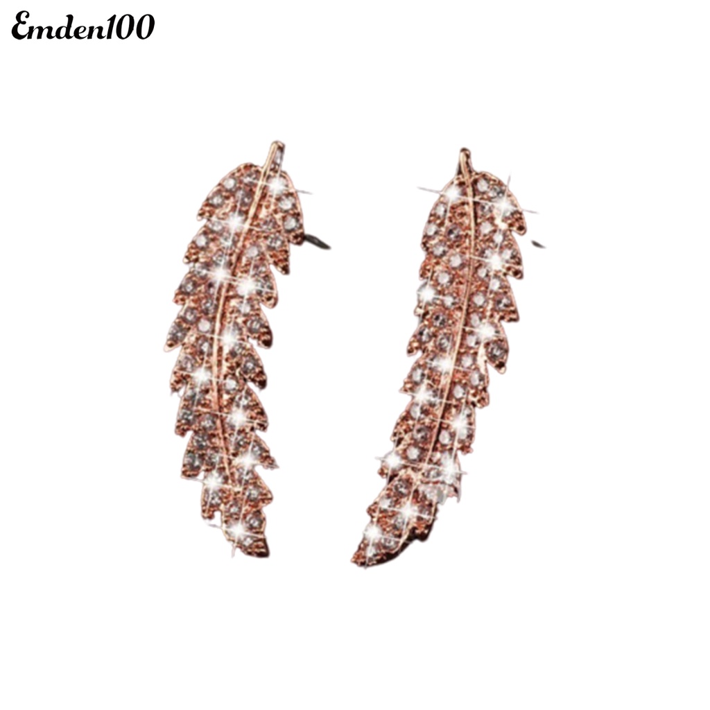 Bông Tai Hình Chiếc Lá Đính Đá Thời Trang