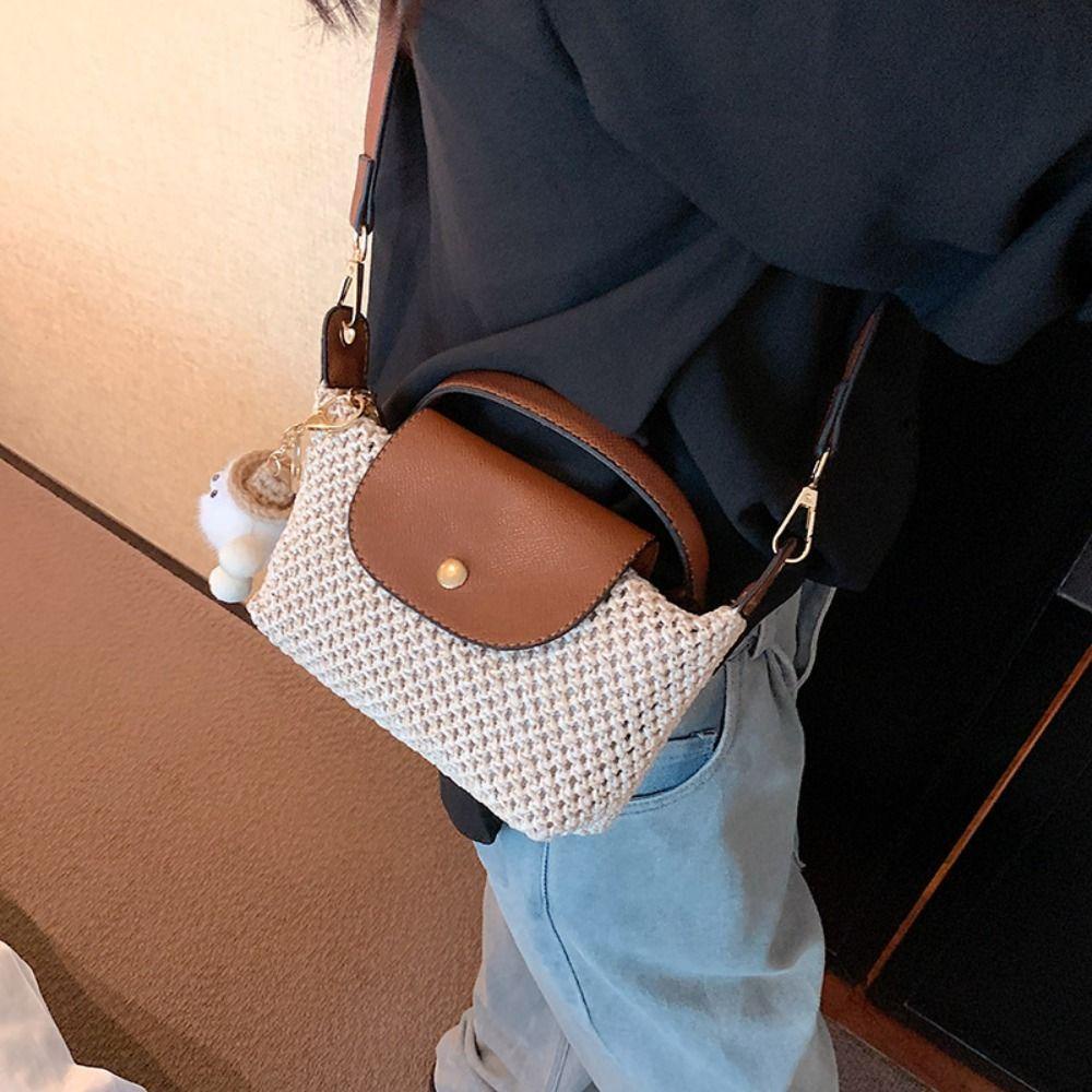 Túi bánh bao dệt shanrong, màu nylon rắn, thương hiệu thời trang pháp đơn giản với túi đeo vai nữ