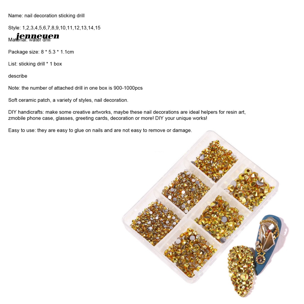 Hộp 6 Ngăn Đựng Đá 3D Trang Trí Móng Tay Cho Nữ