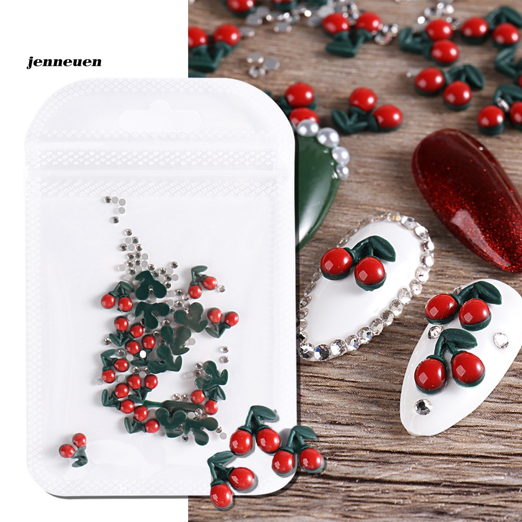 Set 20 / 40 Phụ Kiện Trang Trí Móng Tay Họa Tiết Cherry 3D Màu Sắc Tươi Sáng