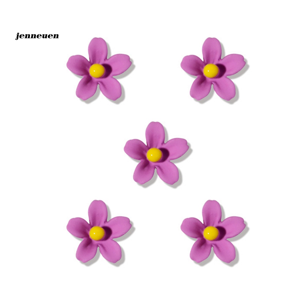 Bộ 5 Phụ Kiện Trang Trí Móng Tay Hình Hoa 3D Bằng Hợp Kim Dành Cho Nữ