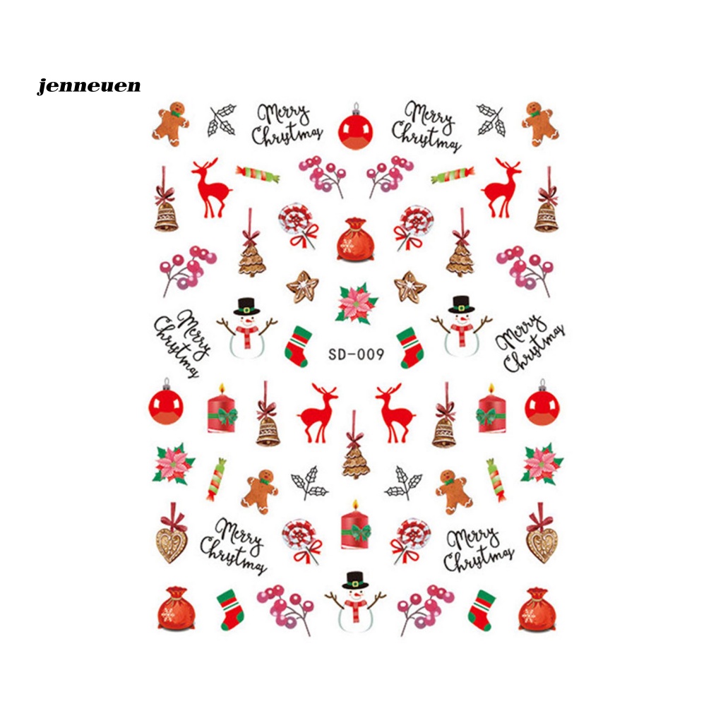 Nhãn Dán Móng Tay Màu Sắc Tươi Sáng Họa Tiết Giáng Sinh Cho Nữ