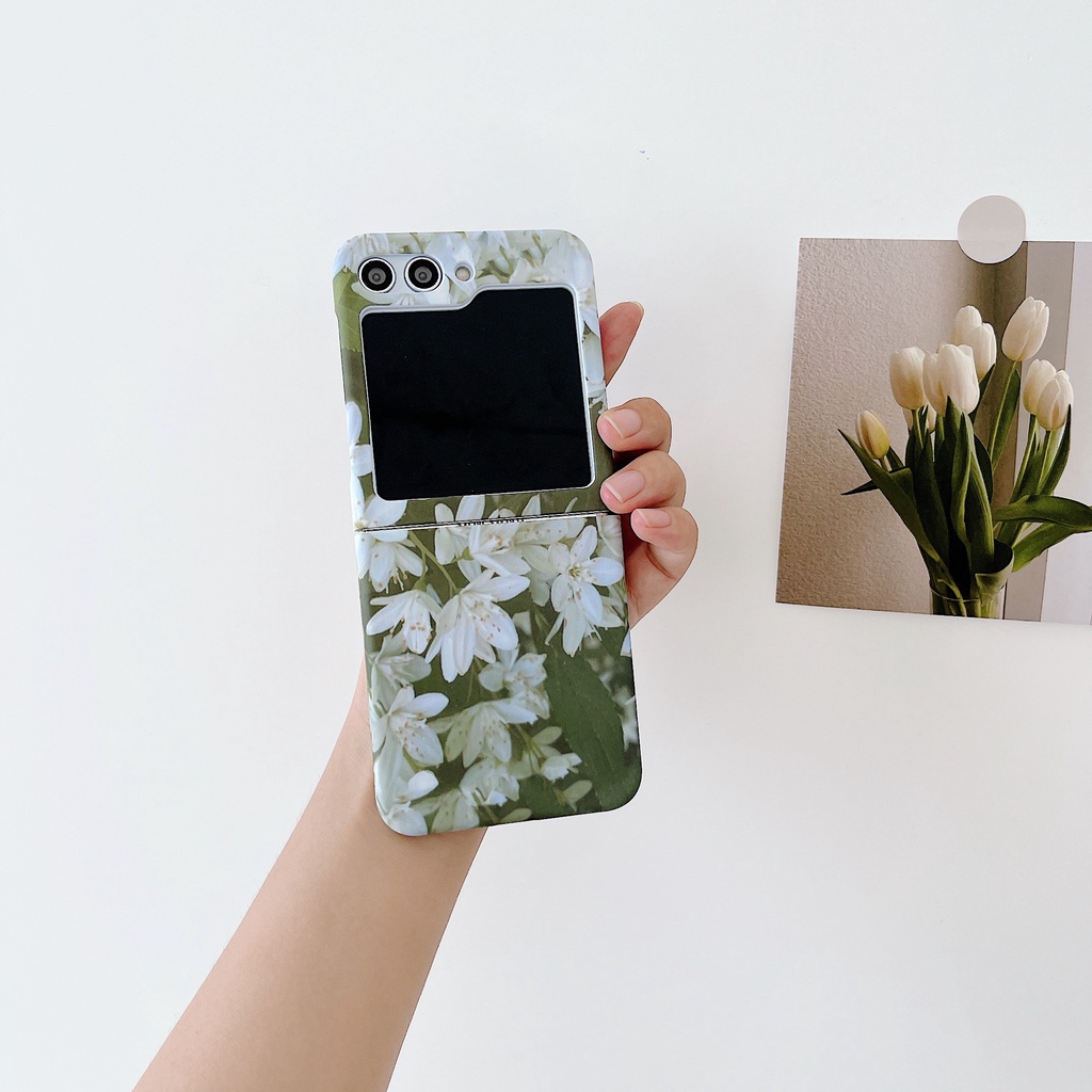 Ốp Điện Thoại pc Cứng Chống Sốc Họa Tiết Hoa Lá Cho Samsung Galaxy Z Flip 5 ZFlip5 Flip 5