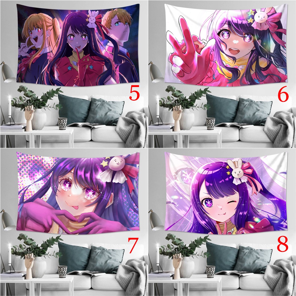 Thảm Treo Tường Trang Trí Phòng Ngủ In Hình OSHI NO KO Hoshino Ai Kèm Kẹp Chất Liệu Polyester