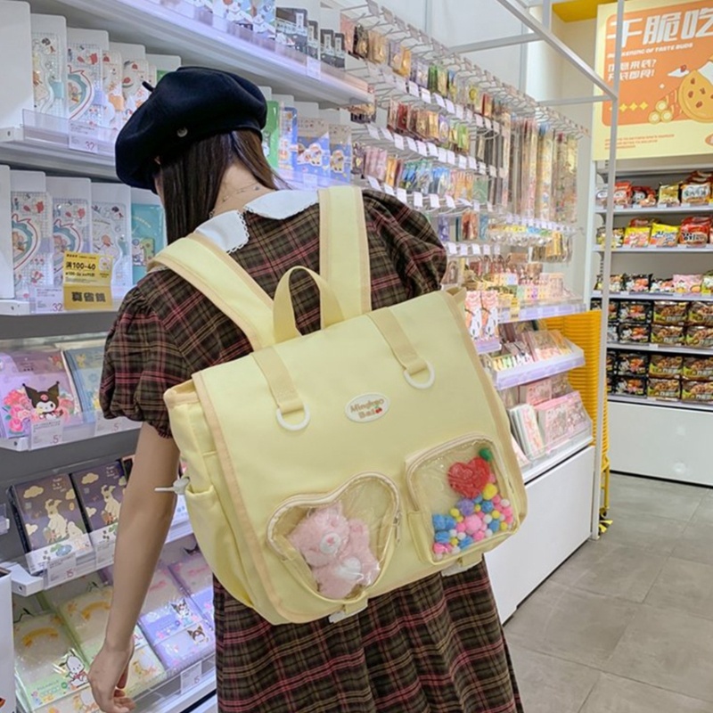 Ba Lô Nylon Trong Suốt Phong Cách Harajuku Nhật Bản Cho Nữ