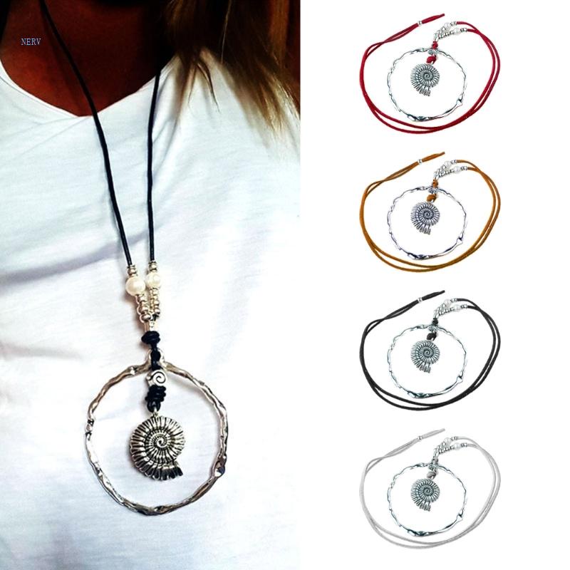 Vòng Cổ Choker Dây Da Mặt Vòng Tròn Con Ốc Phong Cách Harajuku Tối Giản Tinh Tế NERV Y2K