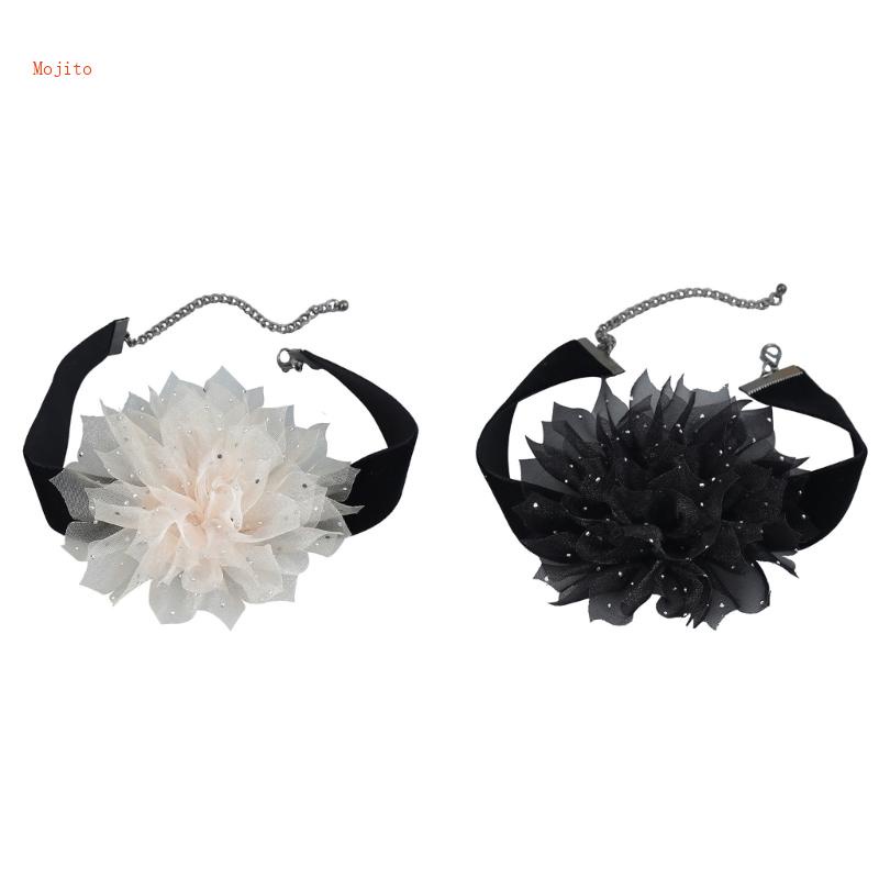 Vòng Cổ Vải Flannel Phối Ren Hoa Phong Cách Bohemian Thời Trang Thu Đông