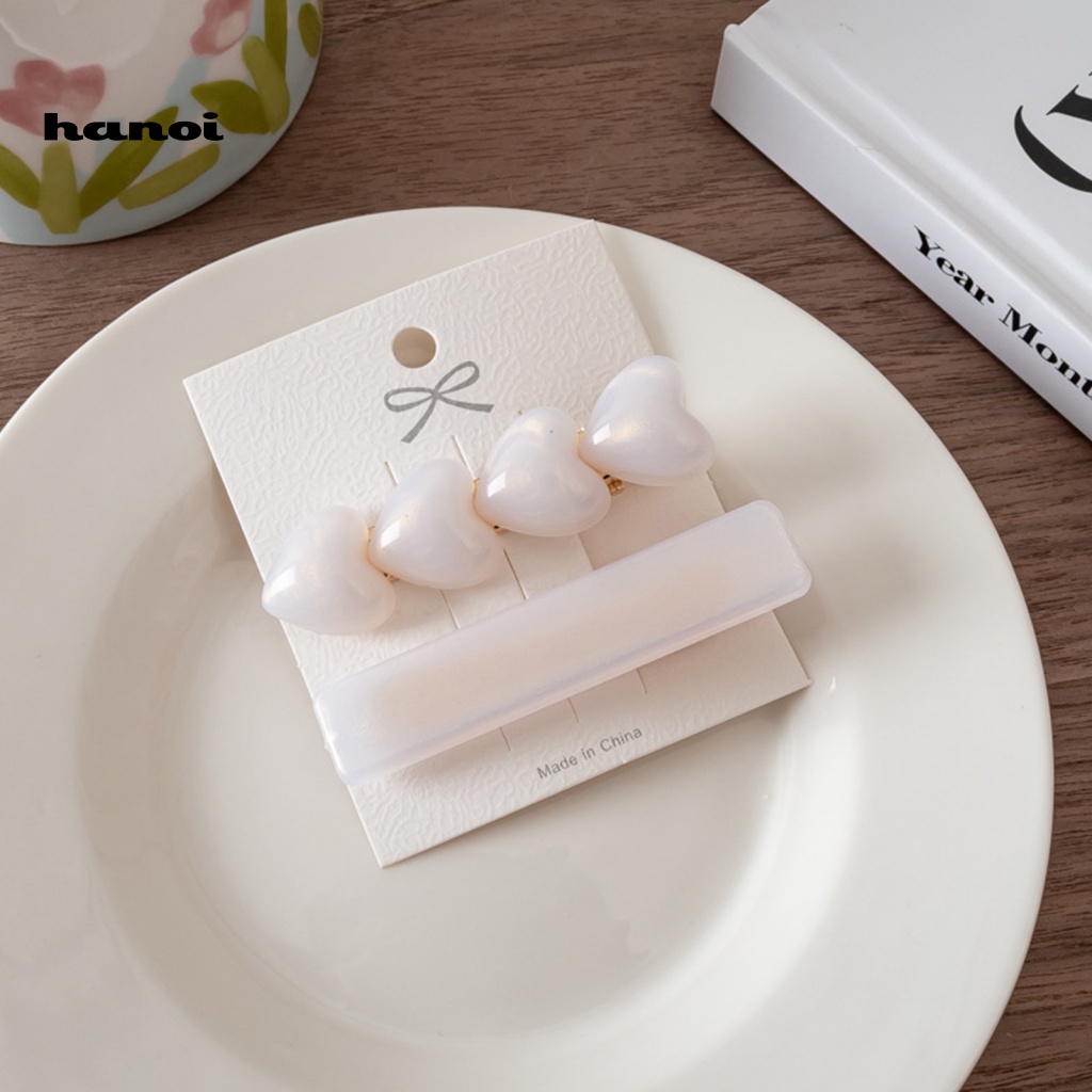 1 Cặp Kẹp Tóc Mái Trong Suốt Gọn Nhẹ Chống Trượt Hình Trái Tim Màu Gradient Dành Cho Nữ