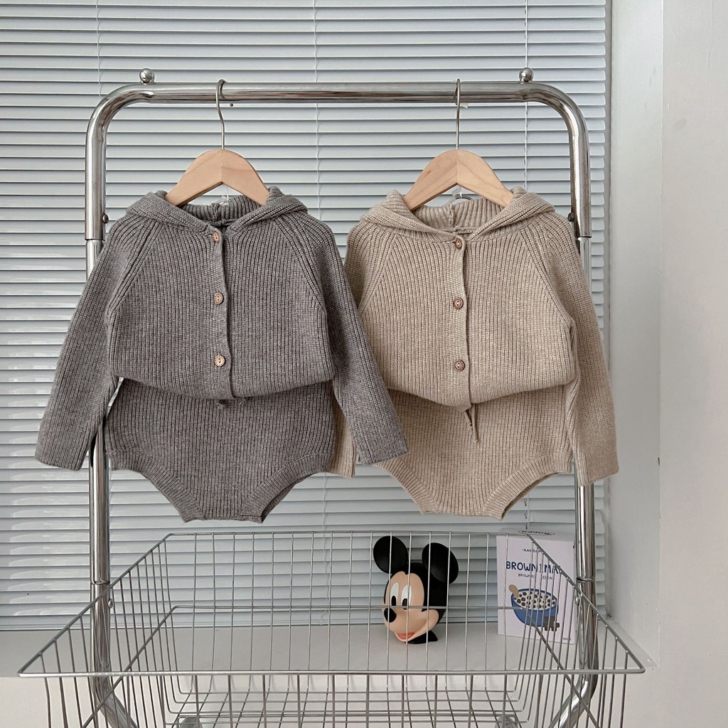 Bộ Đồ Thời Trang Thu Đông 2023 Gồm Áo Hoodie Dệt Kim Phong Cách Âu Mỹ Cho Bé Trai / Gái