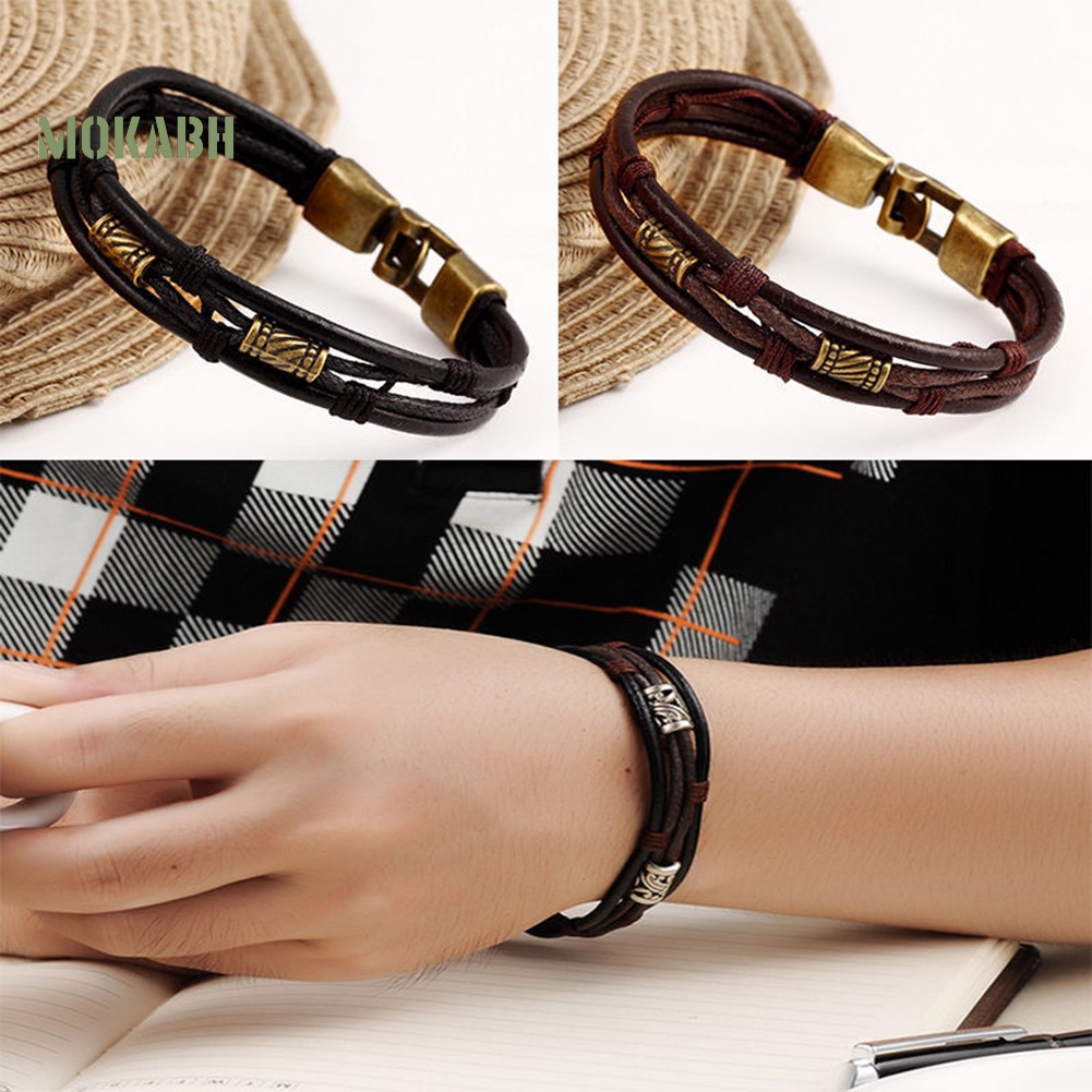 Vòng Tay Giả Da Nhiều Lớp Phong Cách Vintage Cho Nam Nữ