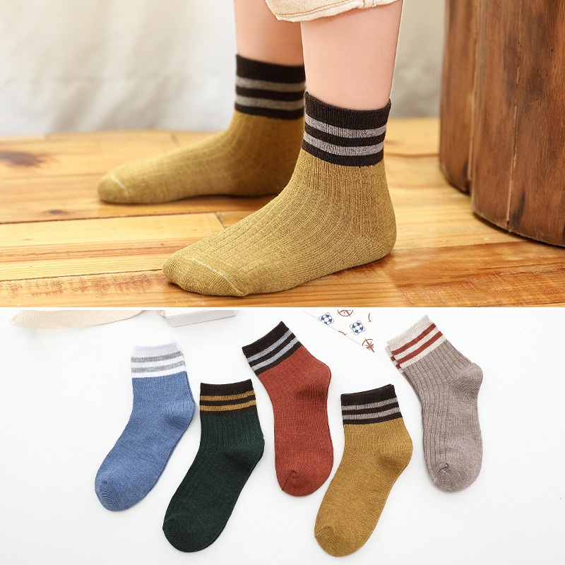 Set 5 Đôi Tất Cotton Hoạ Tiết Hoạt Hình Thời Trang Thu Đông Cho Bé