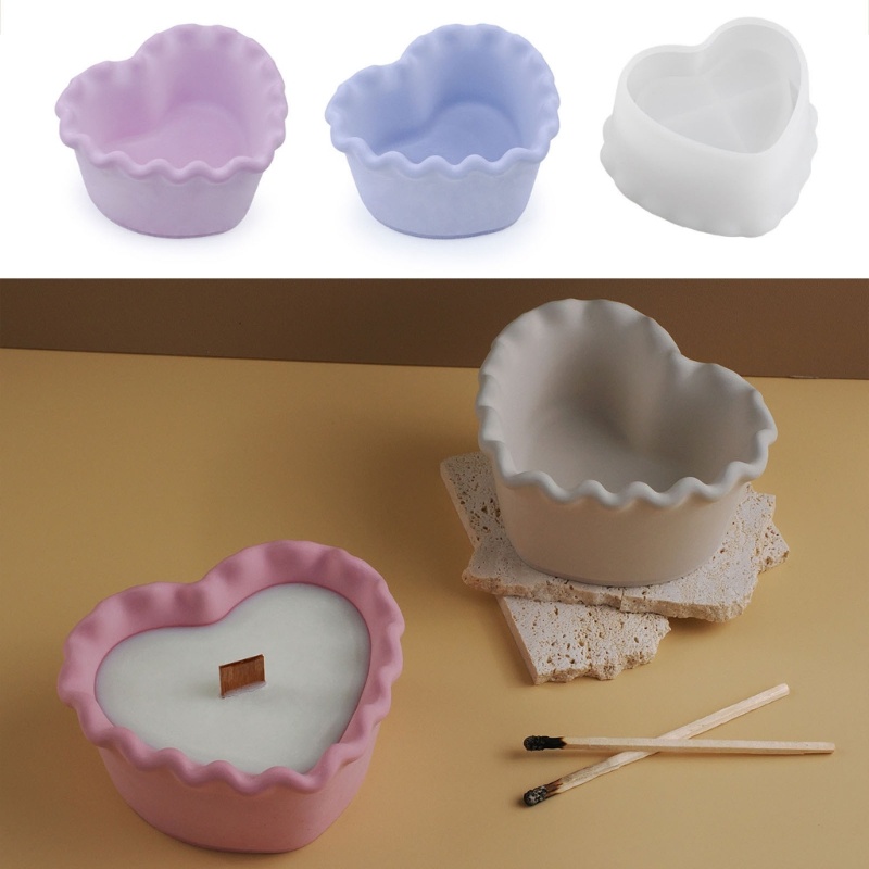 Khuôn Silicone Làm Chậu Hoa / Nến Hình Trái Tim DIY