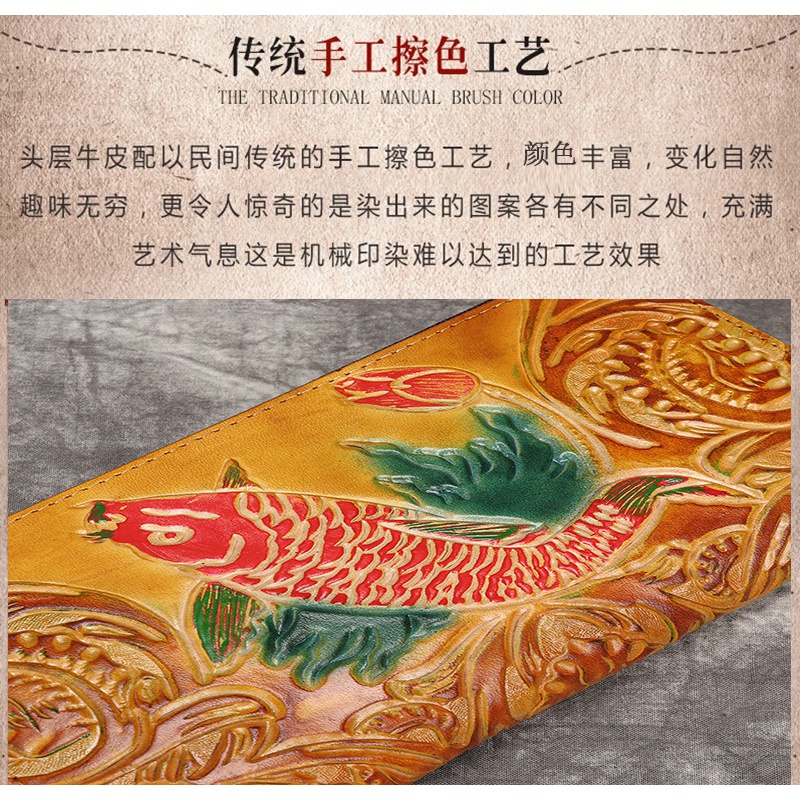 Ví Da Bò Thật Dáng Dài Phong Cách Retro Cho Nữ