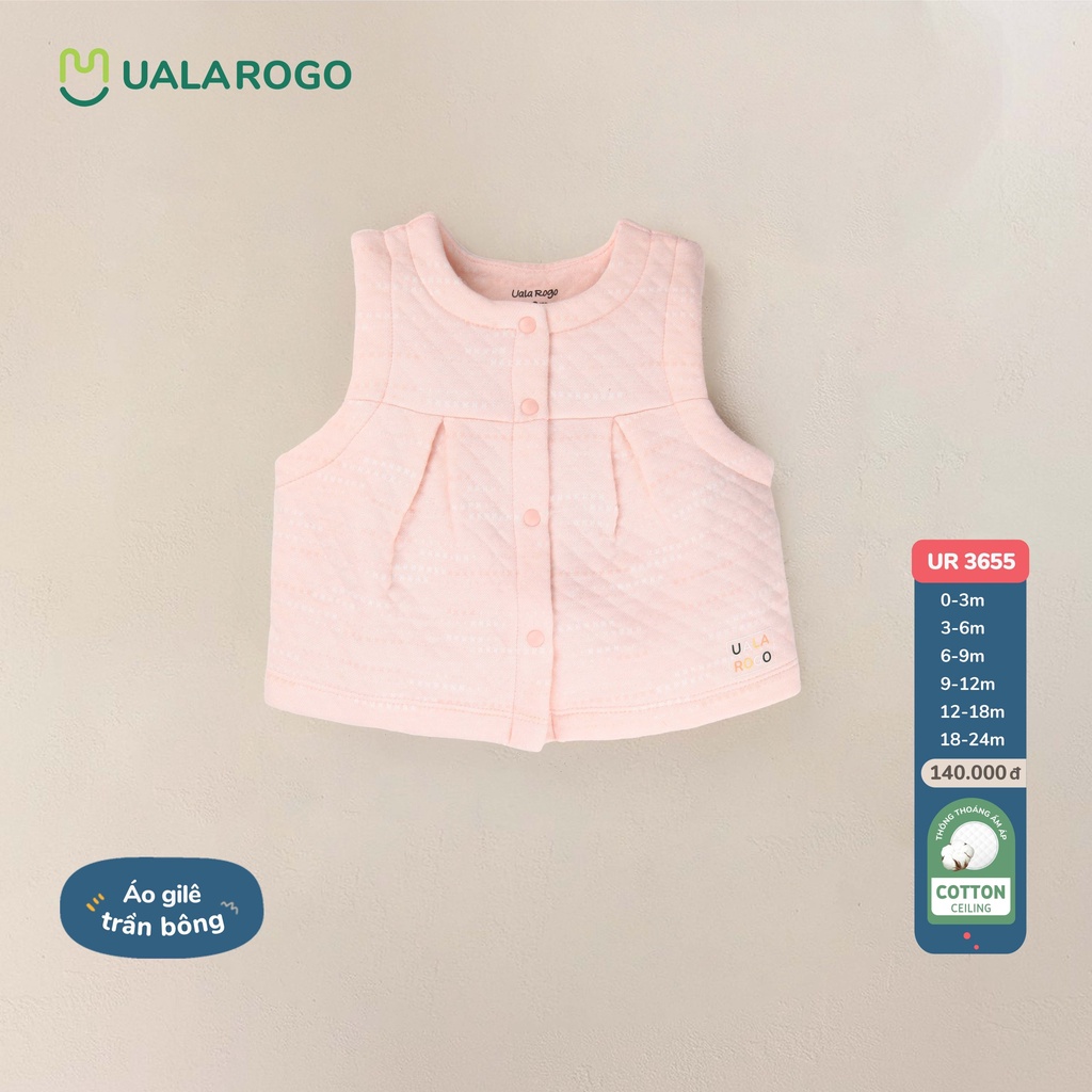 Áo Gile trần bông sơ sinh cho bé Ualarogo 0-2 tuổi cúc giữa vải Cotton giữ ấm mềm mại thoáng khí 3655-0020