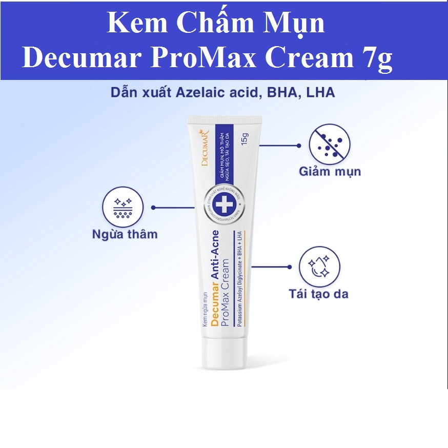 Kem Chấm Mụn Decumar Anti-Acne ProMax Cream Ngừa Mụn, Mờ Thâm, Ngừa Sẹo, Tái Tạo Da 7g
