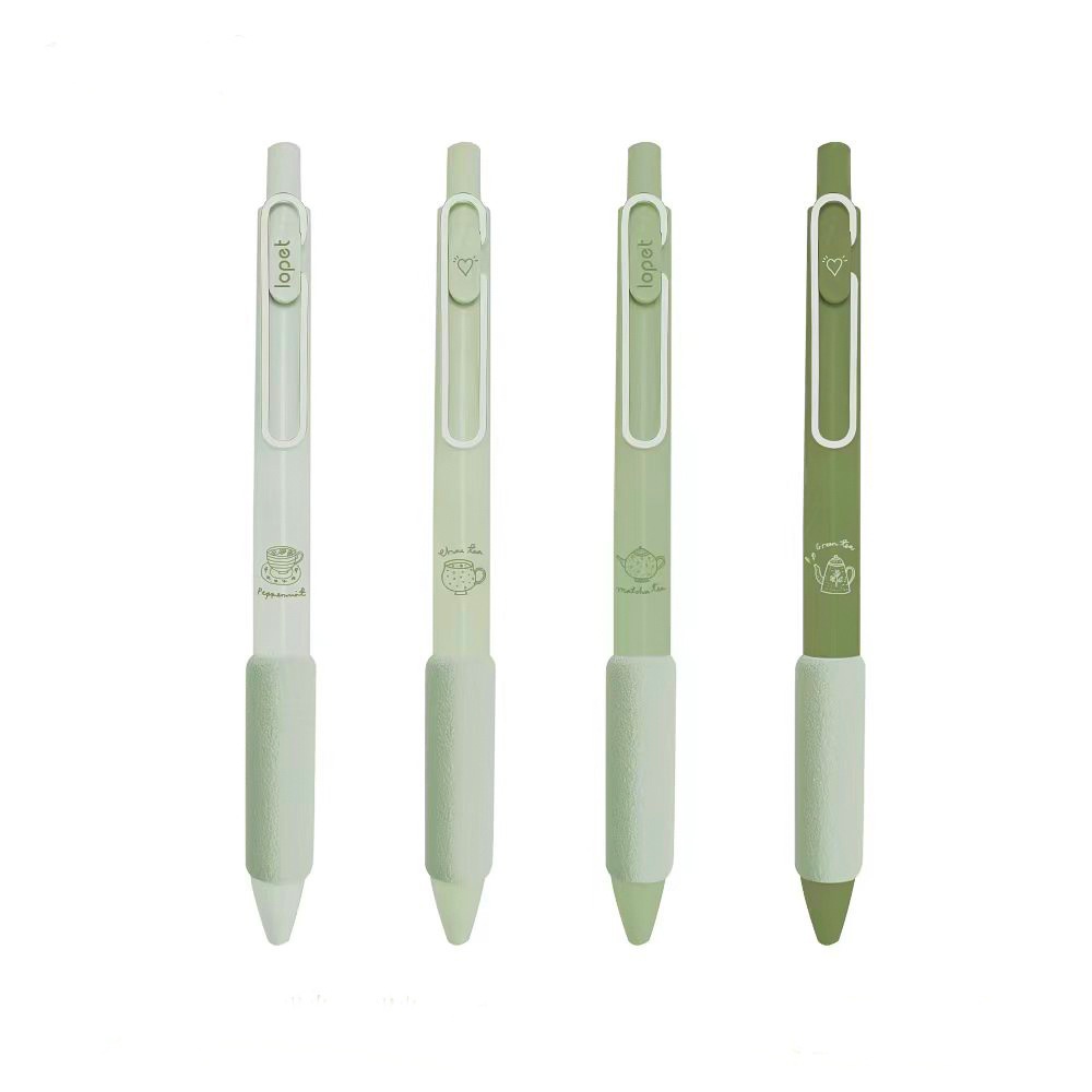 Bút Gel Bấm LOPET MATCHA Mực Đen Ngòi 0.5mm