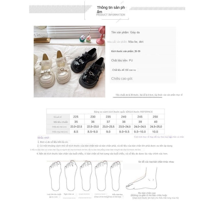 Giày Mary Jane Da Đế Dày Phong Cách Thời Trang Nhật Bản 2023 Dành Cho Nữ