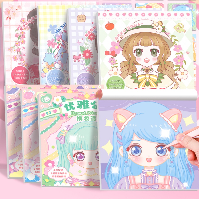 Set 4 Sách Dán Hình Công Chúa Trang Điểm DIY Giáo Dục Cho Bé 3-6 Tuổi