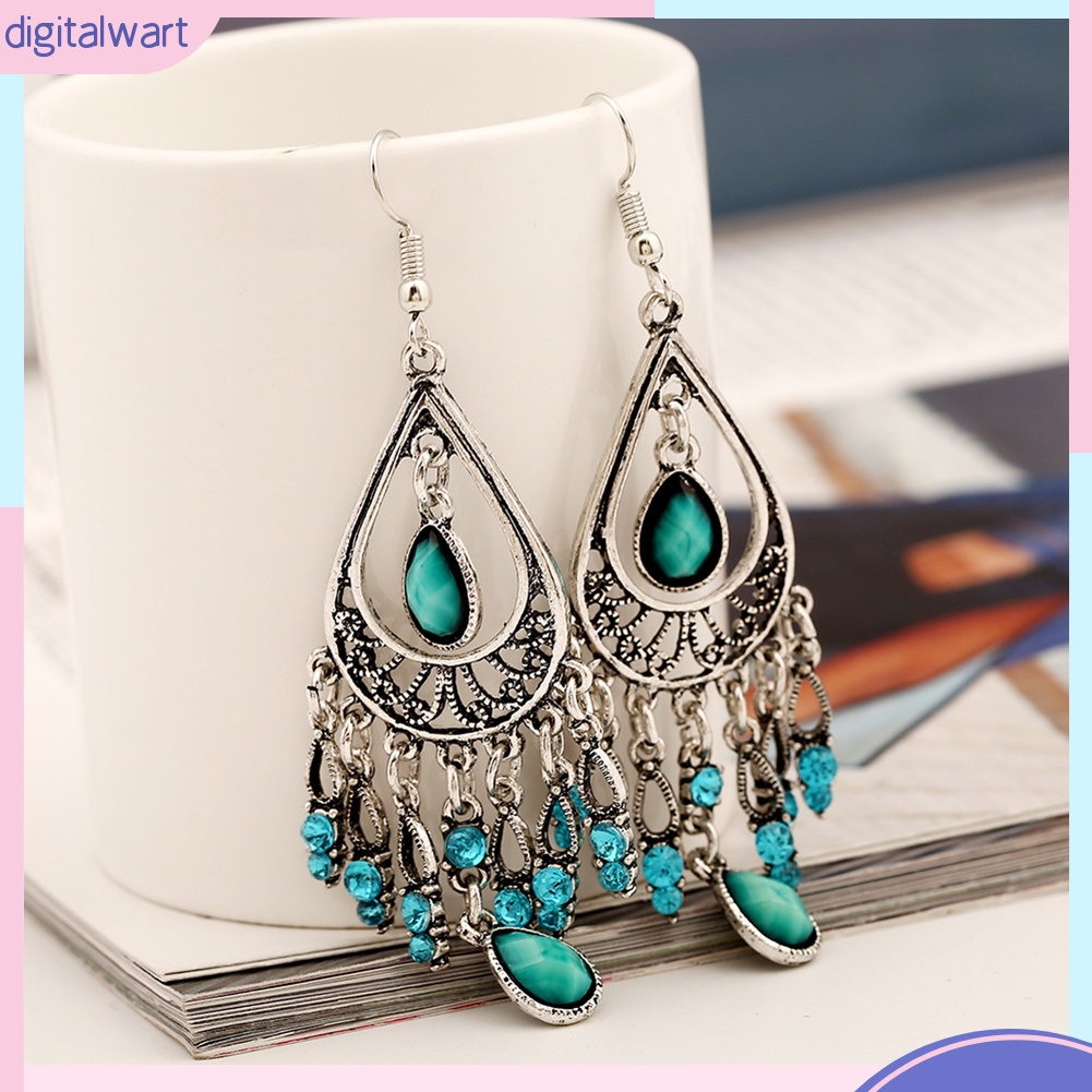 Đôi Bông Tai Dáng Dài Đính Đá Phong Cách Boho Thời Trang Cho Nữ