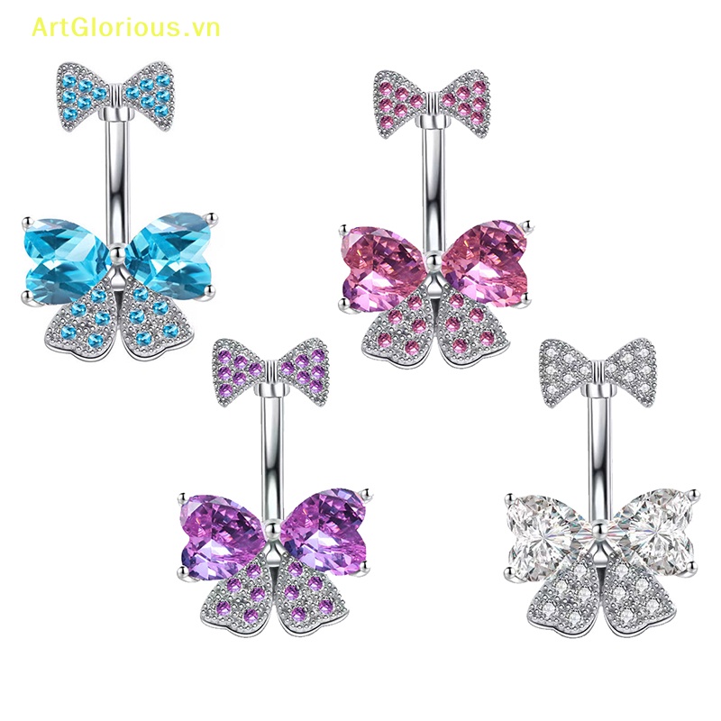 Khuyên Rốn Hình Nơ Đính Đá zircon Thời Trang Cho Nữ vn