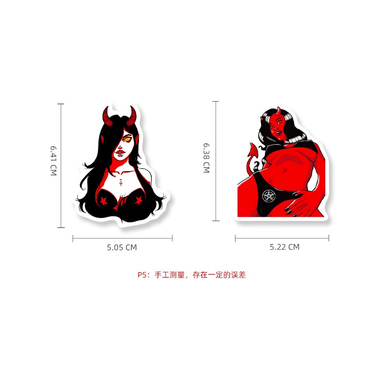 Set 50 Miếng Dán Trang Trí Vali / Laptop / Điện Thoại / Sổ Tay Hình Quỷ Kinh Dị Phong Cách Punk Gothic