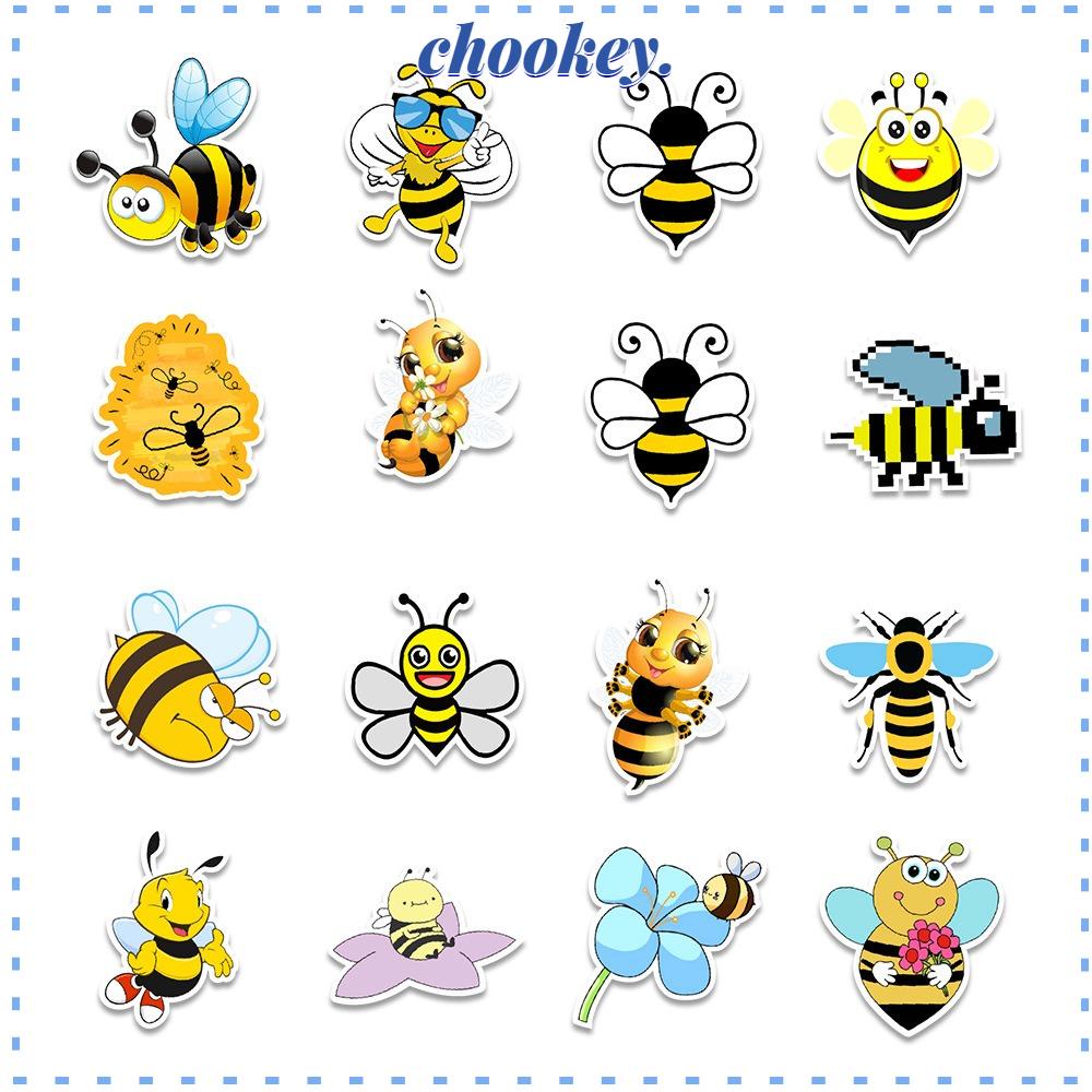 Set 50 Sticker Dán Trang Trí Cốc / Lọ Họa Tiết Con Ong Dễ Thương