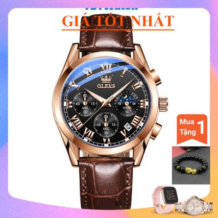 Đồng hồ đeo tay nam 2871 OLEVS cao cấp chống xước,có dạ quang,dây da,đẹp,giá rẻ,mặt tròn