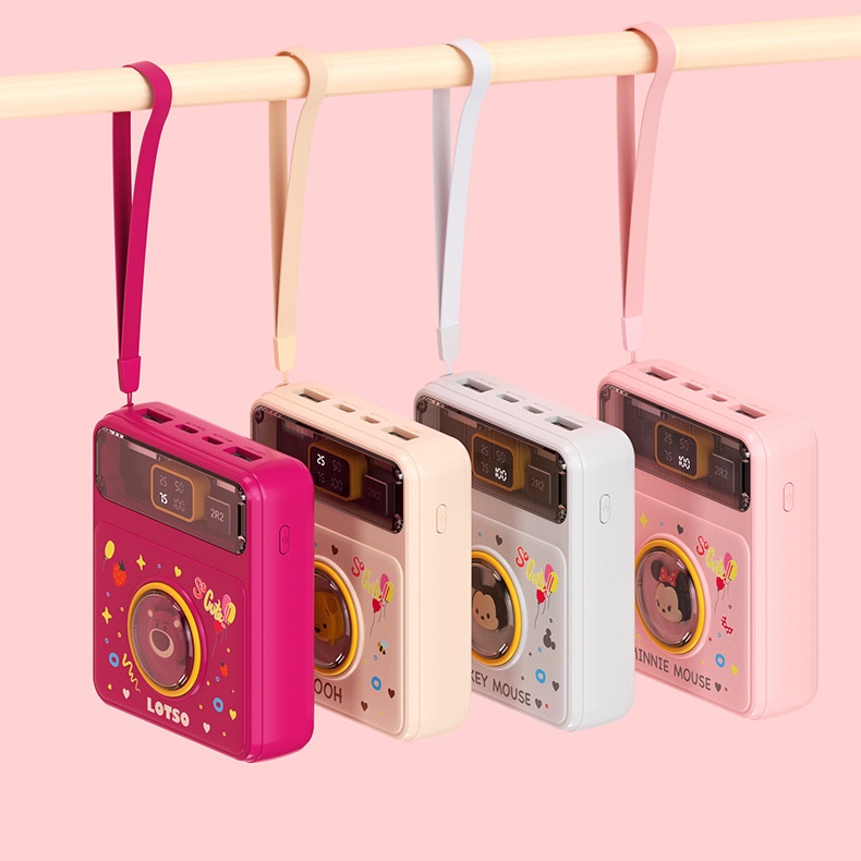 Sạc Dự Phòng 10000mAh Disney TD09 Sức Chứa Lớn Có Dây Cáp Type c Hình Mickey Minnie Winnie the Pooh
