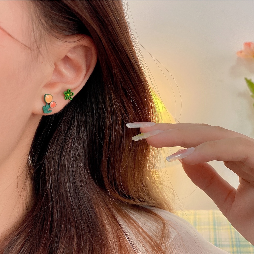 Bông Tai Mạ Bạc 925 Kiểu Dáng Đơn Giản Thời Trang Dành Cho Nữ