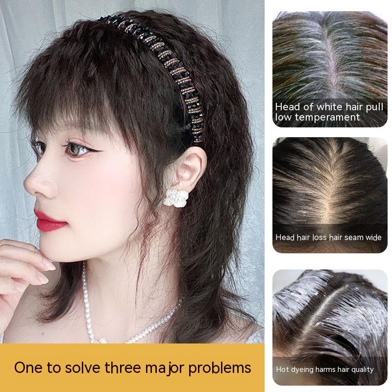 Tóc Mái Giả Màu Trắng Đính Đá Thời Trang Cho Nữ