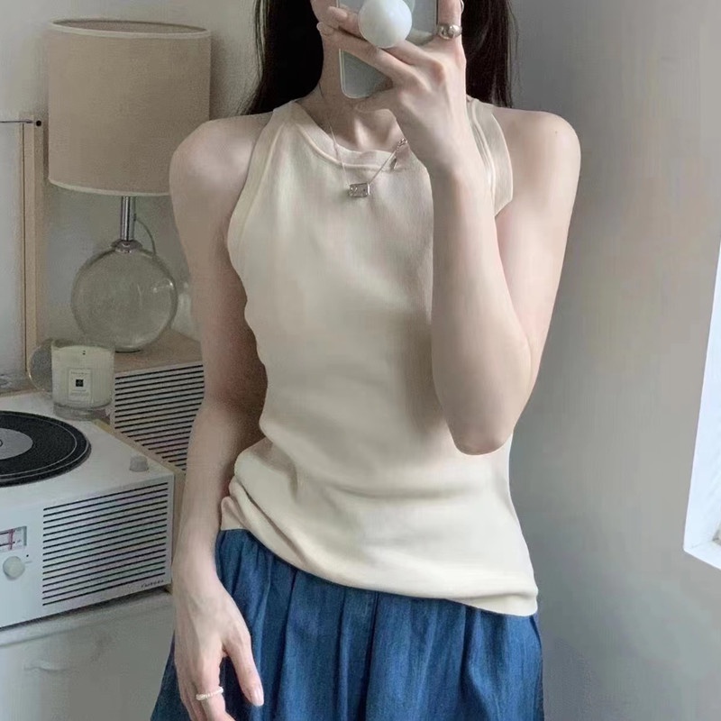 Áo Dệt Kim Nữ Sát Nách Kẻ Sọc Ngang Phong Cách Mới