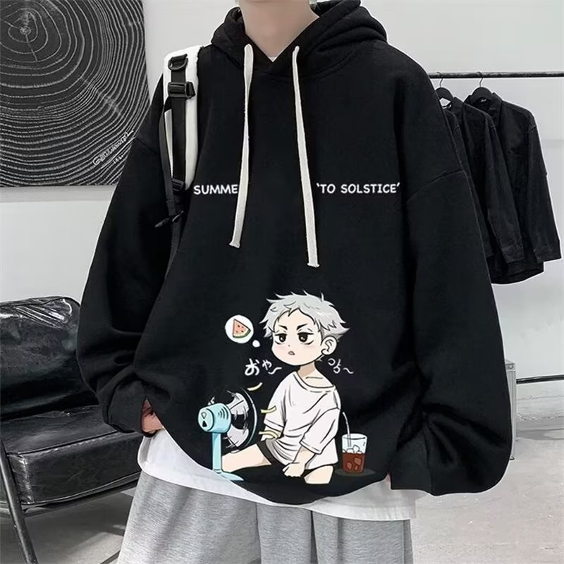 Áo Hoodie Tay Dài Dáng Rộng In Họa Tiết Hoạt Hình Phong Cách Nhật Bản Thời Trang Cho Nam Và Nữ Size M-5XL