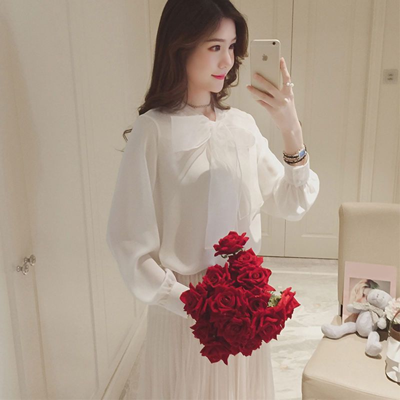 Áo Sơ Mi Tay Dài Vải organza Thắt Nơ Phong Cách Hàn Quốc Thời Trang Xuân Thu Hàng Mới 2023 Dành Cho Bạn Nữ