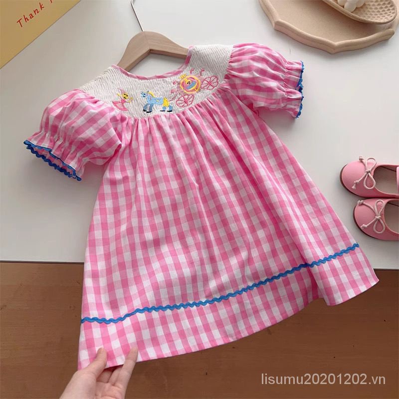 Đầm Cotton Tay Phồng Phong Cách Thời Trang Mùa Hè Mới Dành Cho Bé Gái