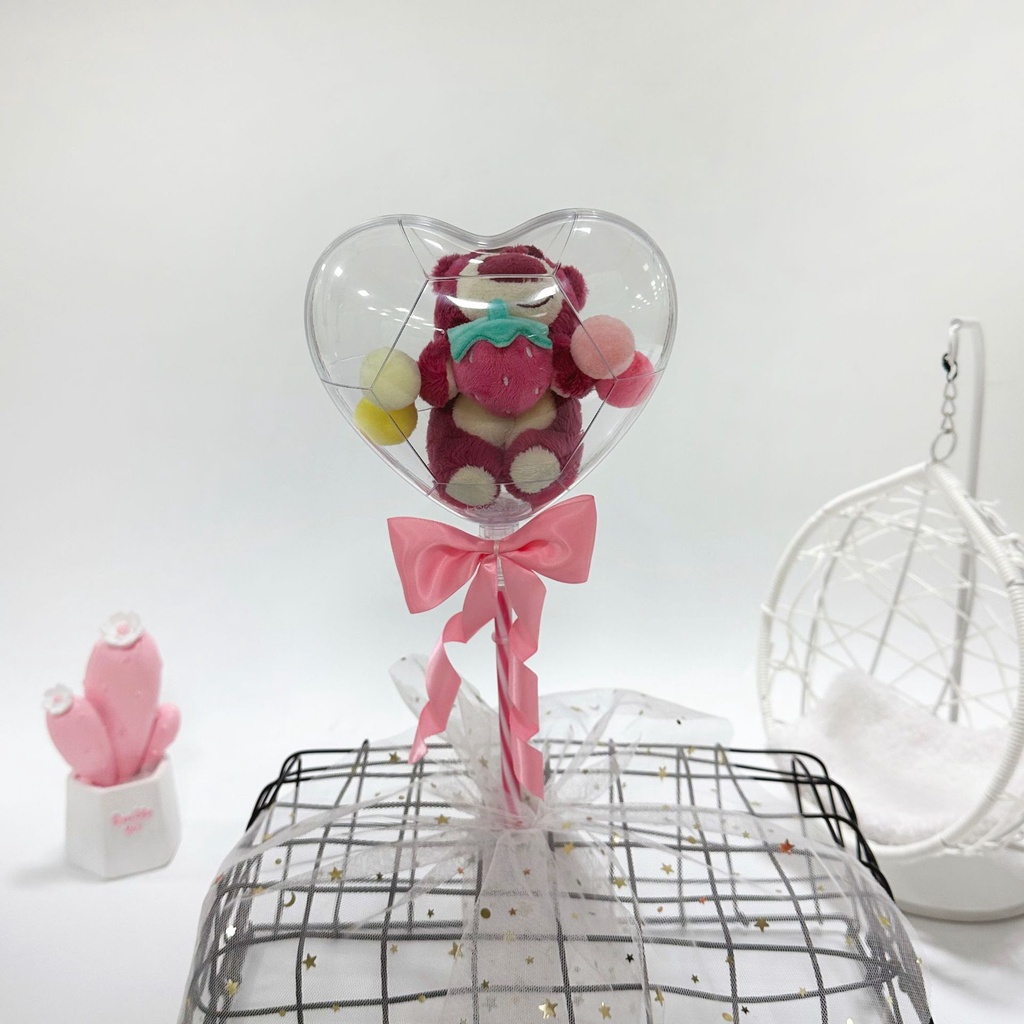 Lotso Bó Hoa Nhồi Bông Hình Trái Tim / Gấu Dâu Tây Xinh Xắn Làm Quà Tặng Sinh Nhật / Valentine Cho Bé Gái