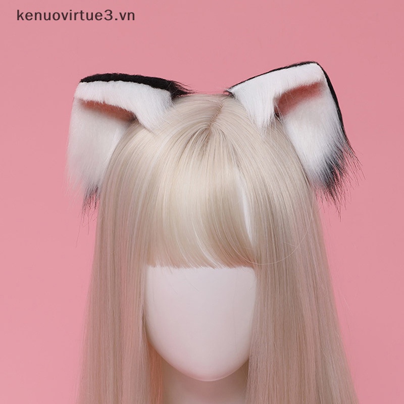 Kẹp Tóc Hình Tai Mèo Phối Lông Hóa Trang Lolita