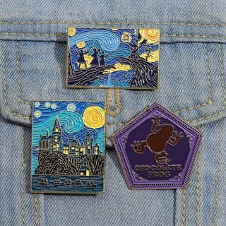 Ghim cài áo kim loại hình tranh sơn dầu van gogh