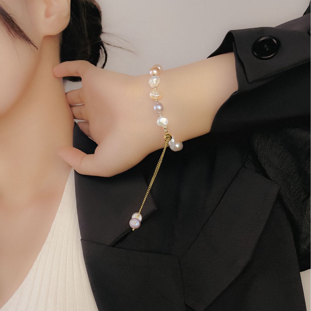Vòng Tay Ngọc Trai Bằng Thép Titan Thời Trang