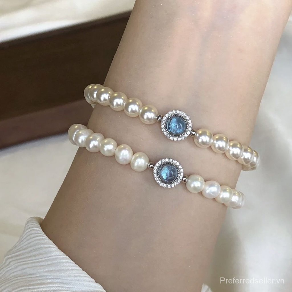 Vòng Tay Mạ Bạc 925 Đính Ngọc Trai Nhân Tạo Hình Quyển Sách Nhỏ Phong Cách Pháp Cao Cấp Cho Nữ Sinh