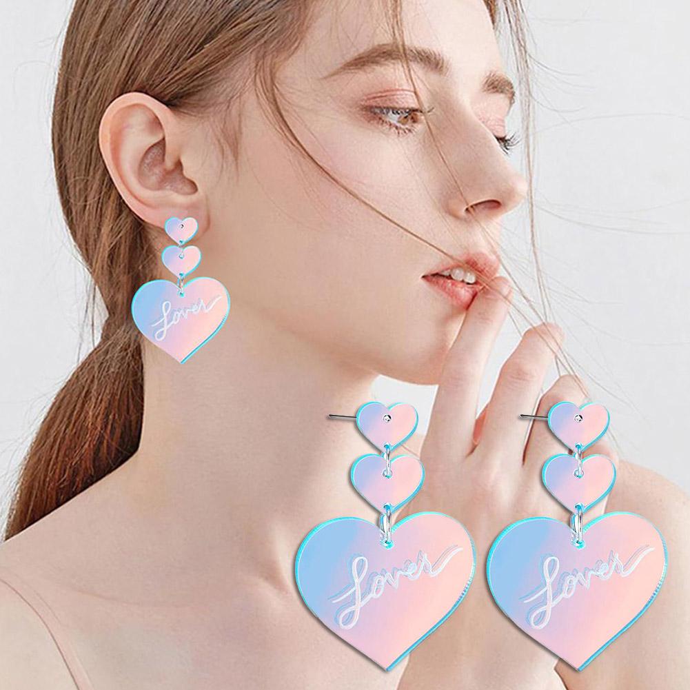 Taylor the swift "lover" album heart hoop earrings beautiful colorful gradient acrylic jewelry m6j1