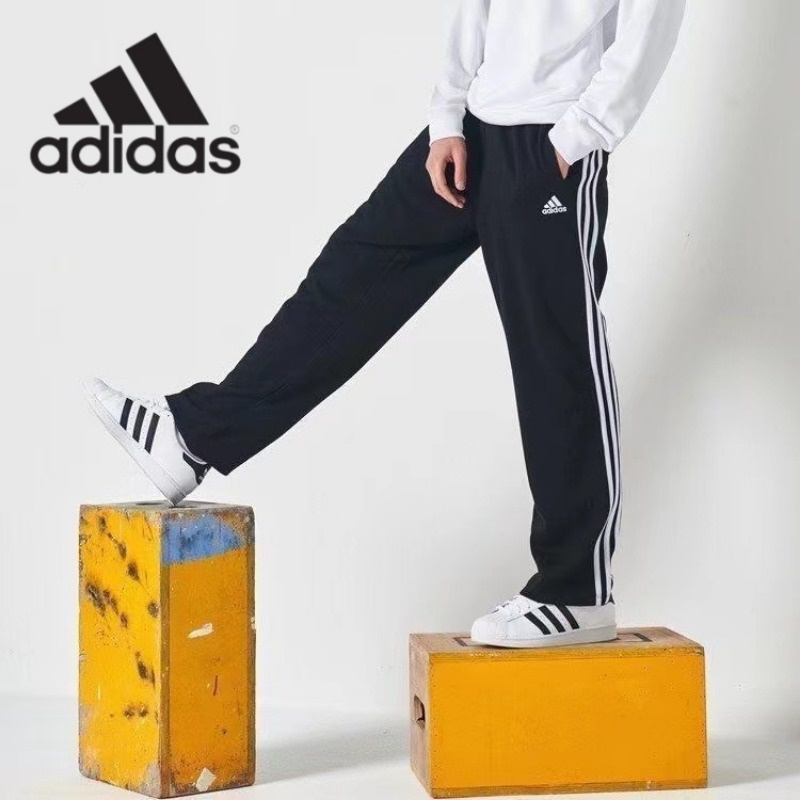 Hot bán tại chỗ quần adidas 100% chính hãng thời trang nam boutique thêu sọc quần ống rộng thể thao chạy quần ống rộng và thoải mái