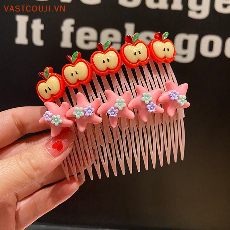 Vastji phim hoạt hình dễ thương lược dâu tây mũ nón trẻ em cô gái bang lược tóc kẹp móng tay vn