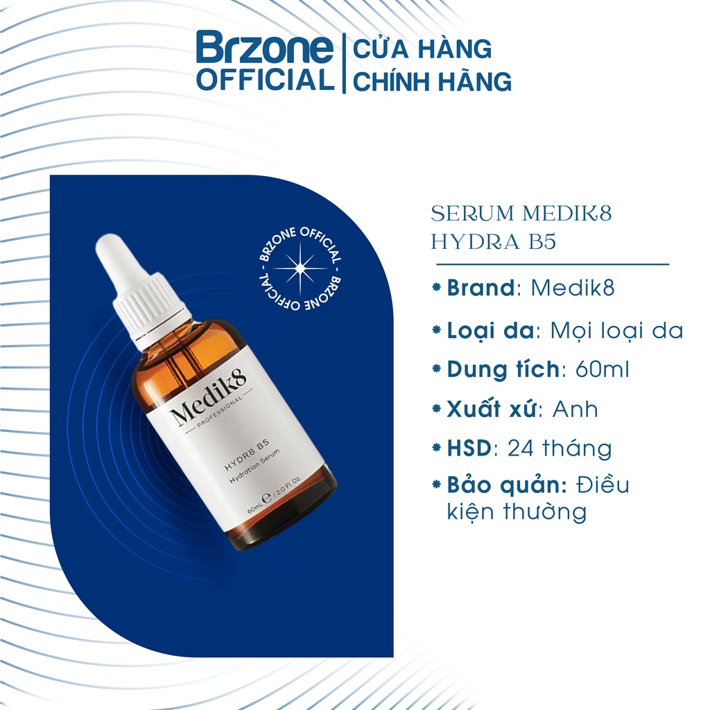 Tinh chất dưỡng phục hồi da da Serum Medik 8 Hydro B5 60ml - BRZONE OFFICIAL