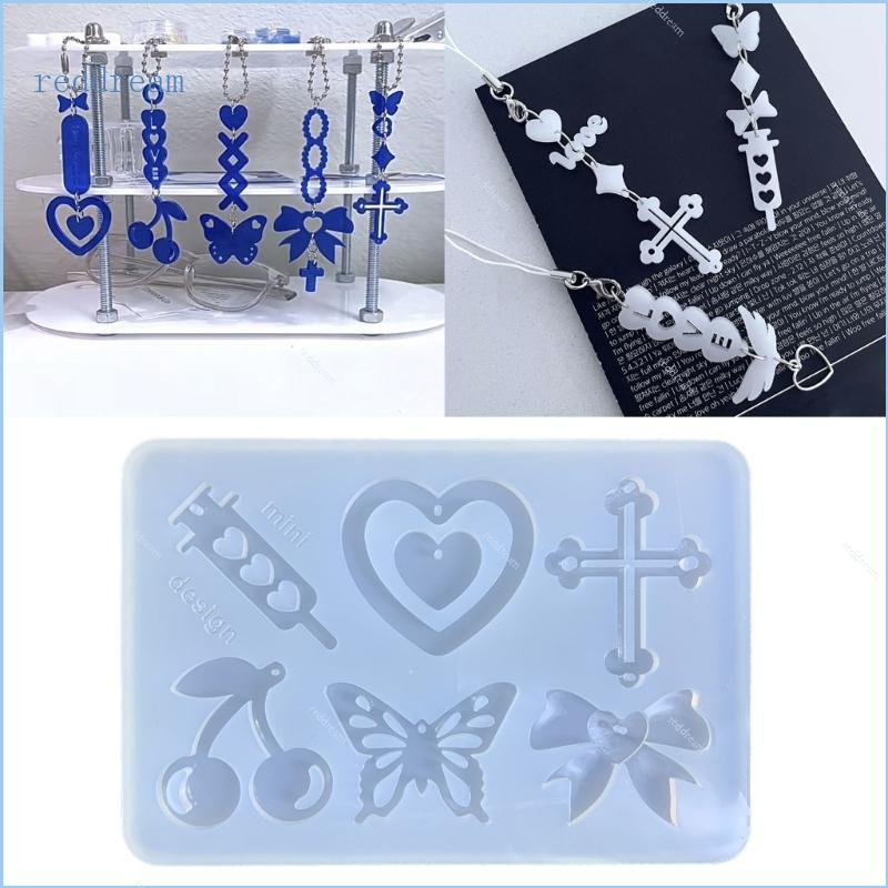 Redd silicone cherry butterfly- bowknot love- khuôn trang trí các biểu tượng khác nhau khuôn móc khóa tự làm mặt dây chuyền epoxy chế tạo
